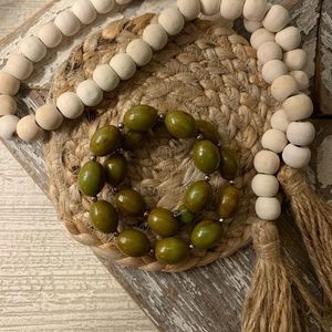 Olive Green Beaded Wrap Bracelet